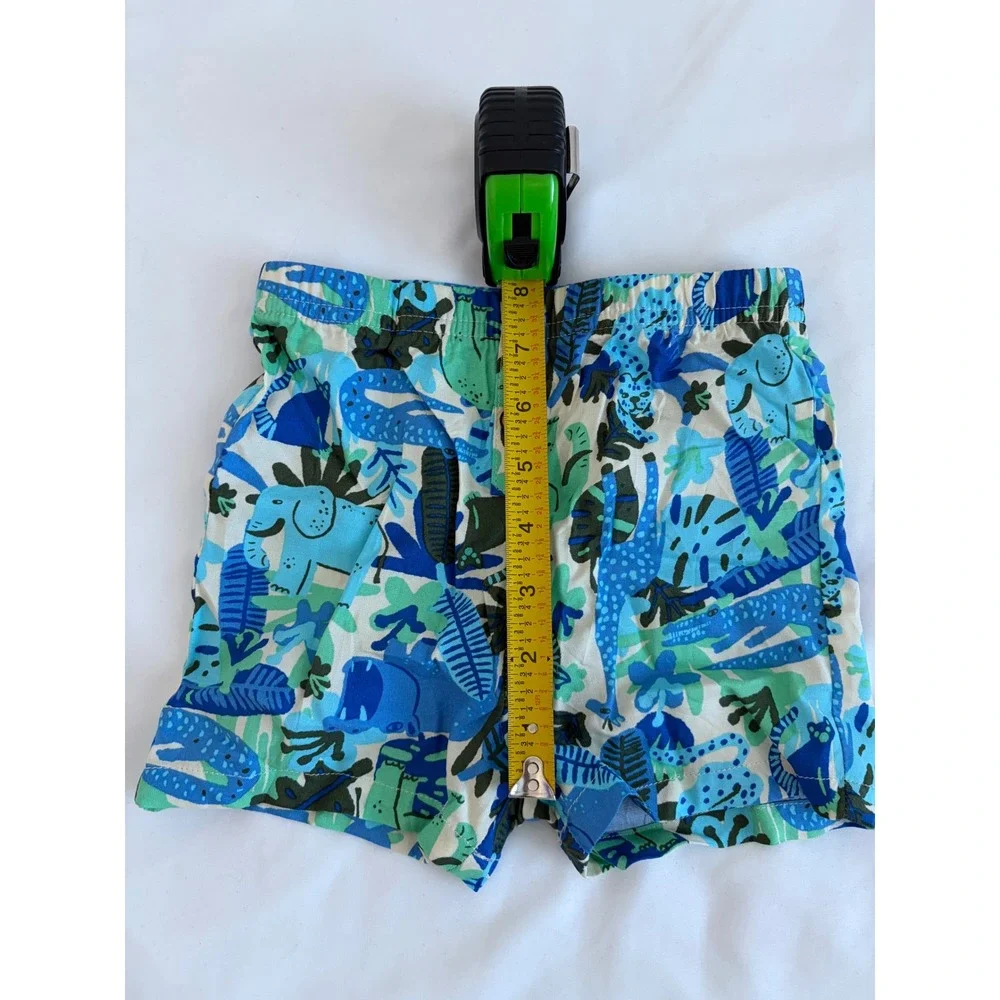 Cat & Jack Baby Boy 18M Blue Green Jungle Animal Shirt and Shorts Matching Set